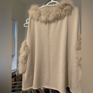 real fox fur trimmed sweater brand new without tags